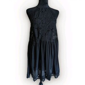 Torrid Babydoll Halter Gown Womens Sz3 Black Lace Floral  Lingerie no cups